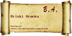 Briski Aranka névjegykártya